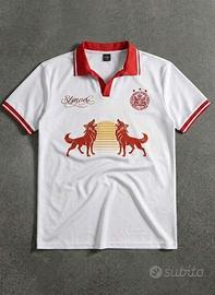Polo streatwear bianca stynvoc lupi rossi-taglia M