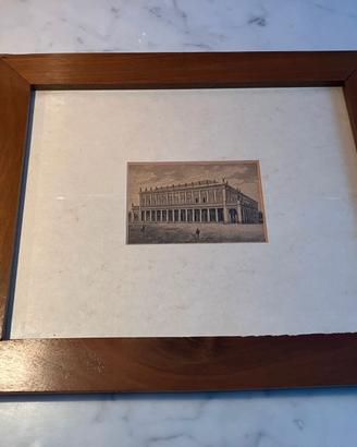 Cornice noce con xilografia Municipale vintage