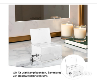 Scatola per donazioni in plexiglas, cassetta con c