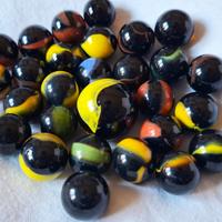 Biglie in vetro nere con colori – lotto 28 pezzi c