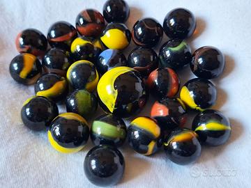 Biglie in vetro nere con colori – lotto 28 pezzi c