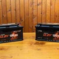 2 x 12V 100Ah H190 Batteria Litio + Caricabatterie