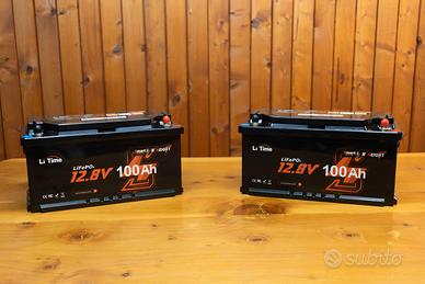 2 x 12V 100Ah H190 Batteria Litio + Caricabatterie