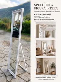 Specchio a Figura Intera - Cornice Bianca Shabby
