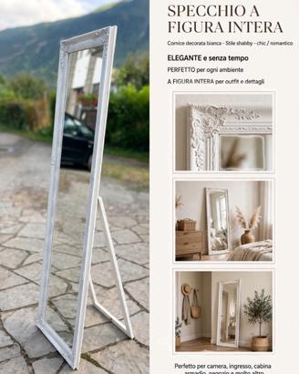 Specchio a Figura Intera - Cornice Bianca Shabby