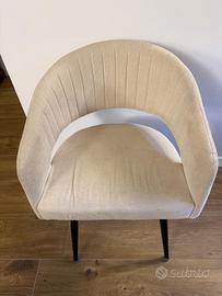 6 Sedie Moderne Beige con Braccioli – Set Completo