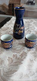 Set da Sakè giapponese in porcellana blue cobalto 