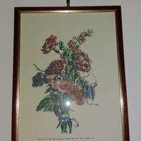 Quadro cornice legno marrone scuro fiori colorato