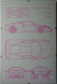 Quadro "blueprint" Ferrari 458 Italia