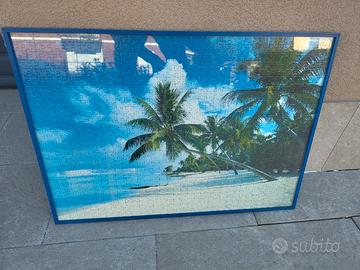 Cornice blu 70x50 con puzzle spiaggia