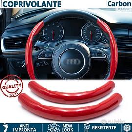 COPRIVOLANTE per AUDI Effetto FIBRA CARBONIO Rosso