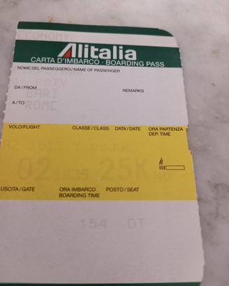 carta d'imbarco vintage Alitalia 