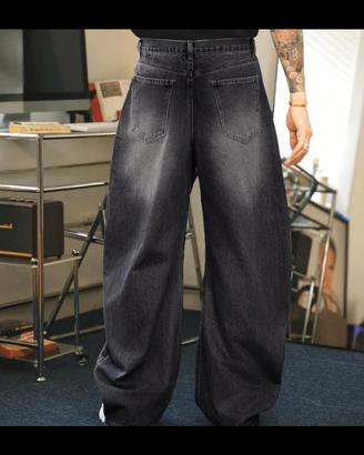 pantaloni jeans neri baggy