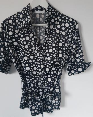 Camicia donna pois bianco e nero - Made in Italy