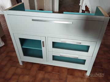 mobile da bagno 100 x 39 grigio e blu ottanio