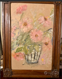 ELEGANTEdipintoFIORIinVASOanticoMETA'delXX°secolo