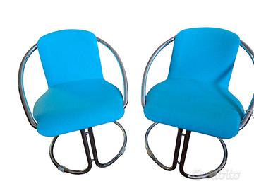 Coppia poltroncine design anni 60 acciaio