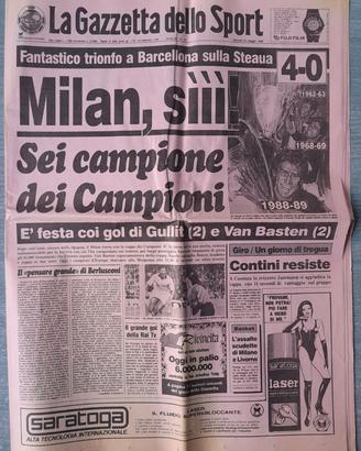 Giornale Milan Vittoria Coppa Campioni Steaua 4-0