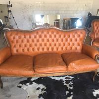 Divano 3 posti vintage in vera pelle