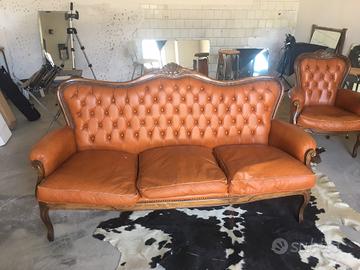 Divano 3 posti vintage in vera pelle