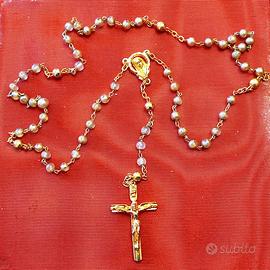 Rosario in vermeil con perline