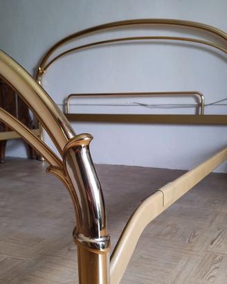 Letto matrimoniale vintage in Ottone bagno Oro 24K