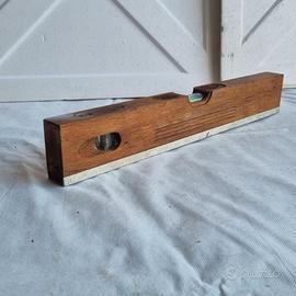 Livella a Bolla d'Aria Vintage in Legno con Base