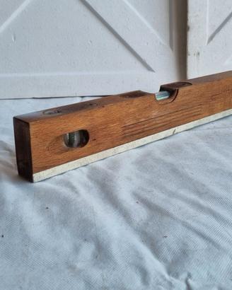 Livella a Bolla d'Aria Vintage in Legno con Base