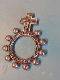 Anello rosario in metallo argentato