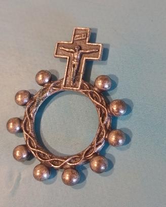 Anello rosario in metallo argentato