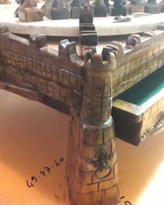 scacchiera in noce e marmo