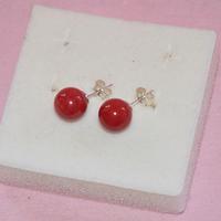 Orecchini artigianali in argento e corallo bambù