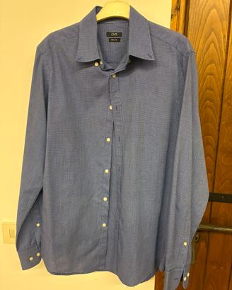 Camicia OVS Slim Fit blu microfantasia – Uomo