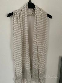 Sciarpa Leggera Primavera - Grigio/Panna a Righe