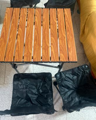 Set campeggio 4 sedie piu tavolo
