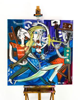 Quadro moderno ballerini di tango e flamenco