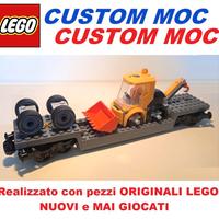 LEGO Vagone Pianale Ribas con Ruspa - Custom NUOVO