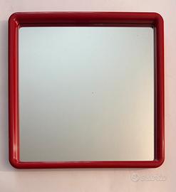 Specchio Vintage Quadrato con Cornice Rossa Lucida