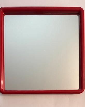 Specchio Vintage Quadrato con Cornice Rossa Lucida