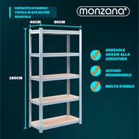 Monzana® 2x Scaffali Metallo 180x90x40cm Portata T