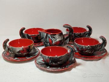 Ceramica Mazzotti-Albisola-5 tazze the e lattiera