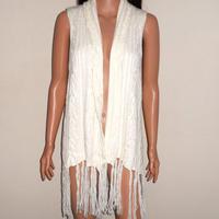 Maglione Gilet in Maglia Angora con Frange di H&M