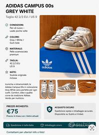 Adidas Campus 00s Grey/White - Pari al nuovo