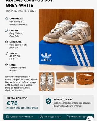 Adidas Campus 00s Grey/White - Pari al nuovo