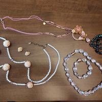 Parure Collane Sodini + Braccialetto vetro verde