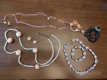 Parure Collane Sodini + Braccialetto vetro verde