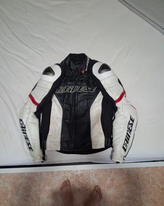 Giacca Dainese pelle moto racing tg 46 con protez