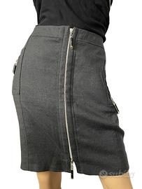 Versace gonna grigia lana 46 vestito tailleur top