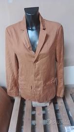 Blazer color tabacco lino e cotone 