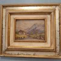 Coppia vecchi quadri ad olio mare e monti 